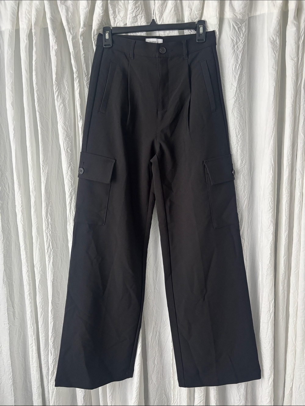 Pistola Black Wide-Leg Cargo Pants with Flap Pockets